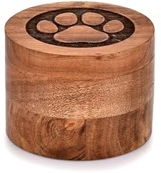 EDHAS Dekorative Urnen aus Akazienholz, Beerdigung, Urne für Asche für Hunde, Haustierurnen für Katzen (8,9 x 8,9 x 6,3 cm)