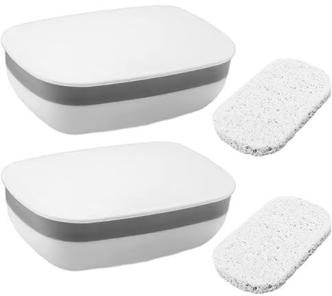 MEMOFYND Porte-savon 2 Pièces Avec Tampons, Boîte de Rangement Anti-fuite, Couvercle et Portable