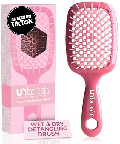 FHI Heat UNbrush Entwirrungsbürste für schmerzfreies Bürsten aller nassen oder trockenen Haartypen, strapazierfähige DuoFlex-Antistatikborsten, leichter Griff, belüftete Haarbürste, Rose, Dunkelrosa