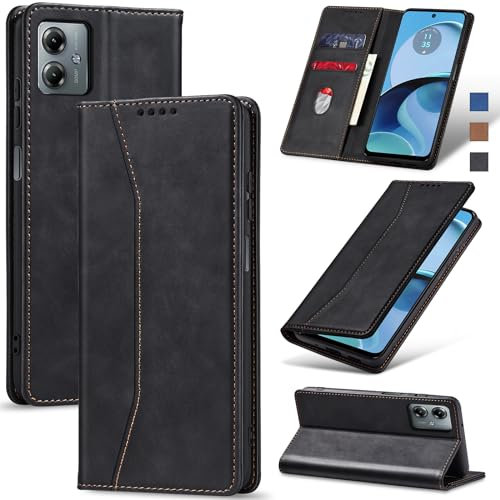 Jasonyu Funda para Motorola Moto G14, Cuero PU Carcasa, Tipo Libro Flip Case con Tarjetas y Cartera, Soporte Plegable, Cierre magnético, Capa (Negro)