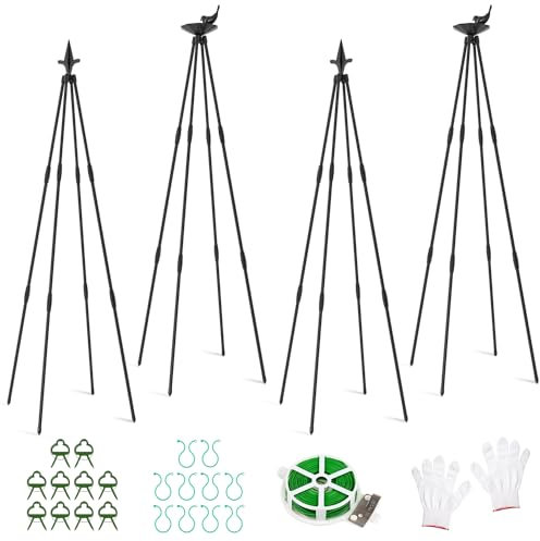 ZIKEBTUY Metal Garden Obelisk for Climbing Plant, 4Pcs Set Metal Plants Support Trellis for Public Spaces and Private Yards, 1.2m Height