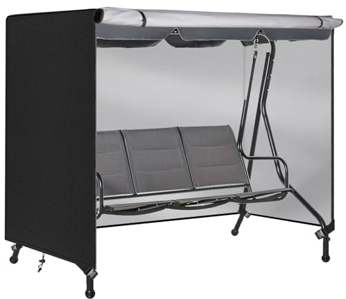 KRRRSJDJ Funda Columpio Hollywood Impermeable,Cubierta Balancin Jardin Exterior Anti Viento,Cover Case Columpio Hollywood con Cordón y Hebilla Ajustable,Tela Oxford 420D (250 * 150 * 170cm,Negro)