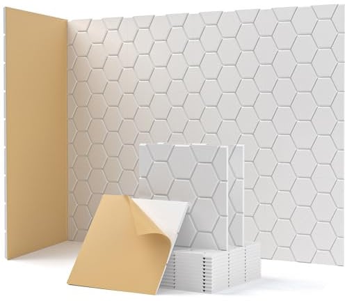 Soundsbay Acoustic Panels, Self-Adhesive Acoustic Wall Panels 12 Pack High Density Honeycomb Acoustic Panels for Recording Studios, Gaming Room, Office, Live Streaming 30x30x0.9cm