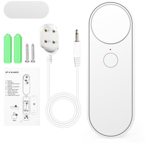 BuyWeek Wassermelder WLAN Homematic Wassersensor 90dB Wassermelder Wasseralarm Smart Wasserwarner mit Tuya APP Fernüberwachung für Keller, Badezimmer, Waschküche