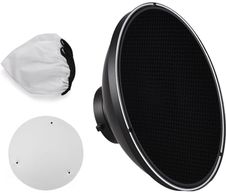 Andoer Riflettore Standard Beauty Dish Bowens Mount con Diffusore Bianco Riflettore Griglia a Nido d'ape per Fotografia di Ritratto in Studio Luce Stroboscopica Flash