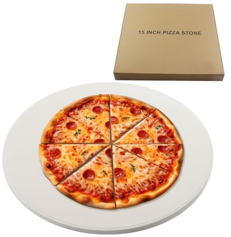 15'' Round Pizza Stone Baking Stone Cordierite Bread Stone for Oven Grill, Thermal Shock Resistant, Ideal for Baking Different Sizes of Pizzas or Bread