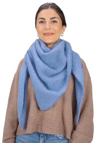 Seasons of April Kuschelig weicher Damen Schal in dreieck Form uni Farben - Britta (Jeansblau)