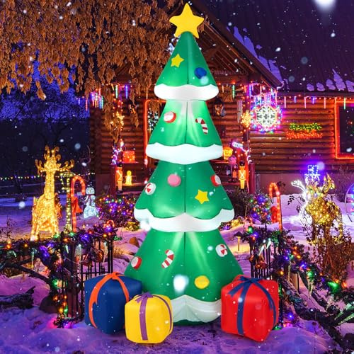 SOARS Albero di Natale, Decorazioni Natalizie Gonfiabili 180 CM, con Luci LED, Soffietto Integrato, Resistente alle Intemperie, Addobbi Natalizi per Esterno Interno per Casa, Giardino, Cortile