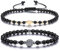 JSDDE 2er Obsidian Armband Set Naturstein Pärchen Armband Obsidian Lebensbaum Partnerarmbänder Paar Armband Freundschaftsarmband Glücksbringer Schmuck für Damen Herren
