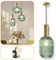 Lumeo creative | Suspension verre fumé Cristali | Lustre vintage pour salle à manger, ilot de cuisine, entree | suspension luminaire salon doré | Suspension vintage (Vert Amande, A - Poignée Tube)