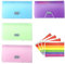 4 Pack Expanding File Folder, Document Organiser A4 Folder with 13 Pockets, Portable Accordion Folder, Flash Card Holder, Mini Ticket File Organiser for Cards Bills Coupons Receipt