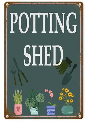 Horienteeon Gartenschild mit Heringen 30 × 40 cm, robuste Edelstahl-Aluminiumplatte, Vintage Dekoration, rustikale Dekoration für Gartenhaus, Dekoschild Blumen Geschenk