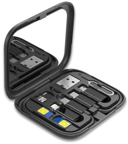 AOUZOVLI USB Adapter Set,6-in-1-Datenkabel-Aufbewahrungsbox,USB C Adapter Set,Klein und Tragbar,Geeignet für Mobiltelefone,Kameras Usw (Schwarz)