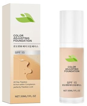 Temperaturangleichende Liquid Foundation 24h Langzeit Halt, Feuchtigkeitsspendend Wasserfest Und Schweißresistent Nicht Fettend Beruhigend Für Empfindliche Hau (1PCS, 30ML)