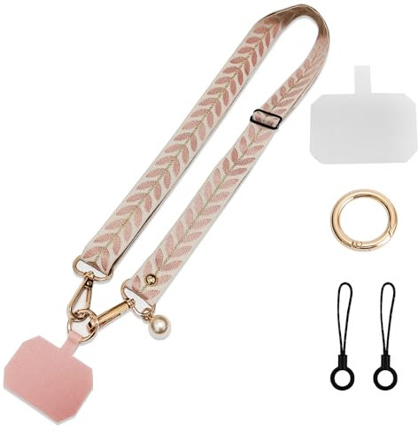 PHULWEL Handykette Universal Anti-Theft Crossbody Adjustable Phone Strap für Smartphones, Handyband Zum Umhängen für Männer & Frauen, Handy Umhängeband Handy Kette (Rosa)