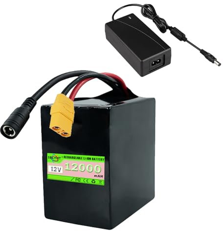 SSCYHT Batteria al Litio 12V 20Ah 12Ah Batteria agli ioni di Litio 12V Batteria Ricaricabile 12V Batteria agli ioni di Litio con Caricabatterie per Kit Motore 50W - 250W,12v12ah xt90