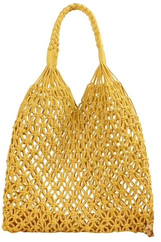 UCROSSMK Strohtaschen Damen Shopper Strandtasche Tasche Geflochten-gelb