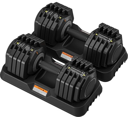 YOLEO Adjustable Dumbbells Pair 24.5KG/55LB, Space-Saving Dumbbell Weights | Fast Weight, Home Gym Exercise Equipment, Anti-Slip Handle with Safety Locking Mechanism, Home Gym Strength Training