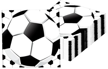 Gleemix 20 Stück Servietten Fussball, Fußball Servietten für WM Deko 2026, Kindergeburtstag Fussball Deko,Babyparty, Spieltag, 33x33CM