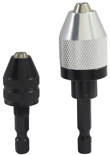 Zorfeter 2 PCS Keyless Drill Chuck, 1/4 Inch Hex Shank Drill Bit Fast Change Converter, Extension Screwdriver Adapter for Impact Drill/Tool Attachment 0.3-6.5mm, 0.3-3.6mm (Style B)