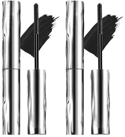 2025 Neu Metal Mascara, 3D Curling Eyelash Iron, Tubing Mascara Iron Eye Mas cara mit Metallbürste Volumengebende Mas-cara Wimperntusche Wasserfest Schnell Trocknend und Wischfest (Schwarz: 2PCS)
