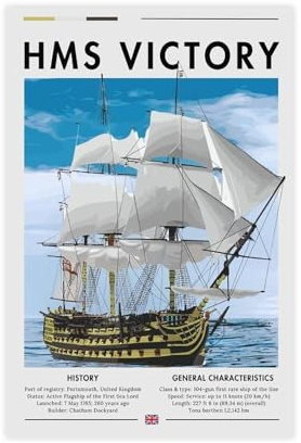 NKALFGH HMS Leinwandposter Victory Naval, Wandkunstdruck, Bild, Gemälde, 30 x 45 cm