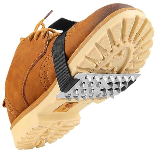 Kids Snow Cleats, 2 Pairs Universal Ice Non-Slip Shoe Spikes for Kids, Anti-Skid, 26-Point Ice Cleats, Ice and Snow Traction Cleats, Hiking, Walking, Climbing, Fishing, Mountaineering (Child)