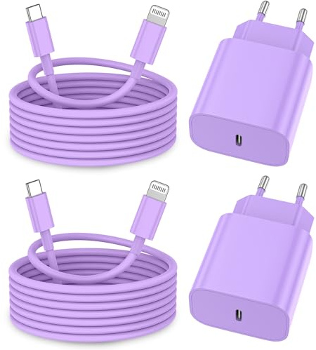 iPhone Ladekabel, [MFi-Zertifiziert] 2er Pack iPhone Ladegerät Apple Ladekabel 2M,USBC Schnellladegerät mit USB C auf Lightning Kabel für i Phone 14 13 12 11 Pro Max XS XR X 8 7 6 Plus 5 iPad,Lila