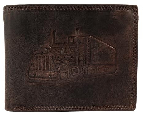 Akzent Geldbörse für Herren aus Leder in Braun, Geldbeutel mit Druckknopf in 9 x 12 x 2 cm