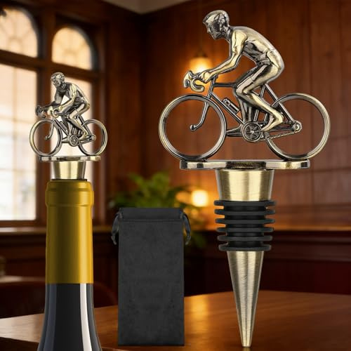 Norhogo 1 st vinflasklock för cykel, vinbesparare, vinflasklock, söta vingåvor för män och kvinnor, fars dagspresent, bar- och vinredskap, 12 x 6 x 2,1 cm