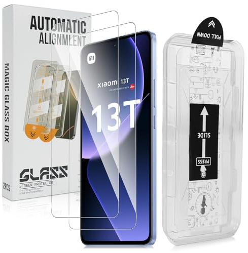 LiiLaa Schutzfolie für Xiaomi 13T / 13T Pro 5G für Panzerglas, [Auto-Installation] [Full Screen] 9H Härte Gehärtete Glas Displayfolie, Kratzfest Schutzglas, Anti-Fingerabdruck, 2 Stück