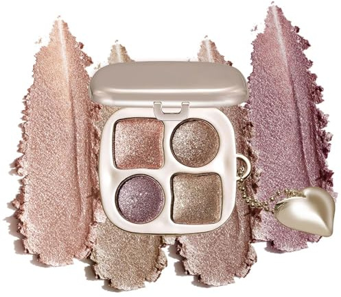 Floruvia Palette de fards à paupières métalliques Rose Doré avec miroir, palette de maquillage longue durée pour les yeux, paillettes Or-Bronze & contour glamour neutre