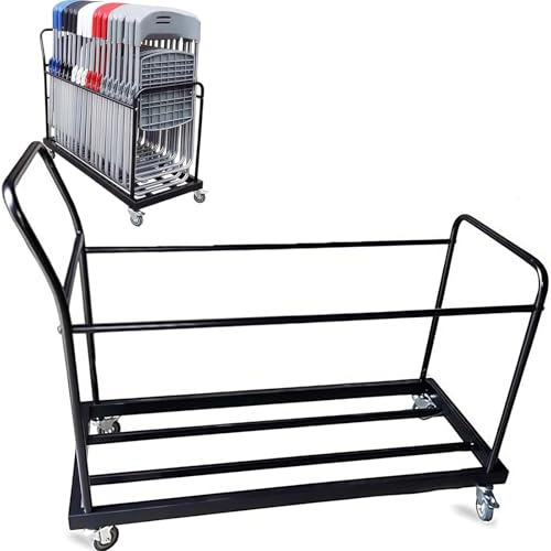 Folding Chair Storage Rack Cart, Large Capacity for 16-20 Chairs, Easy Transport with Locking Rubber Wheels, Space-Saving Trolley