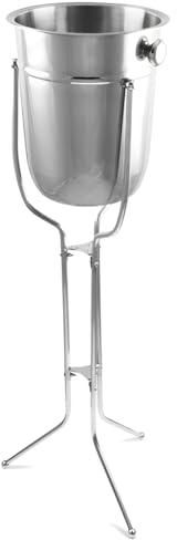 bar@drinkstuff Stainless Steel Champagne Bucket with Folding Stand Champagne & Wine Bucket with Stand
