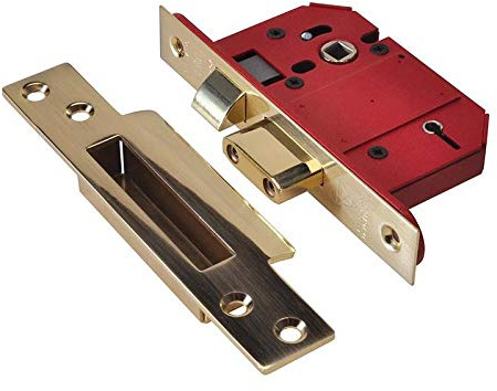 Union UNNY2200SP25 J2200 StrongBOLT BS 5 Lever Sashlock Mortice, Red/Gold