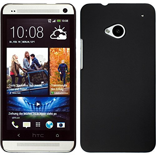 PhoneNatic Case kompatibel mit HTC One - Hülle schwarz Hard-case + 2 Schutzfolien