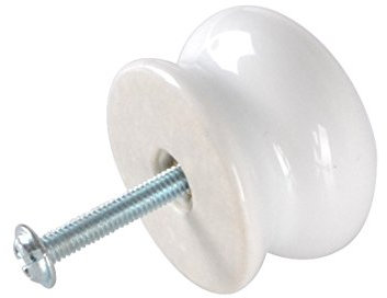 WorthOwning Set of 10 35 mm Porcelain Ceramic Kitchen Cupboard Door Handle Knobs with Screws White