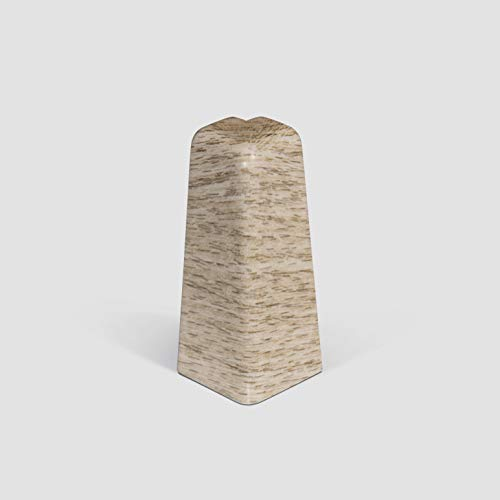 EGGER Außenecke Sockelleiste Eiche mittelbraun für einfache Montage von 60mm Laminat Fußleisten | Inhalt 2 Stück | Kunststoff robust | Holz Optik hell braun