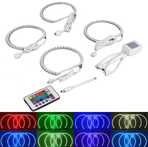 PolarLander 4 X 131mm RGB Multicolor 5050 132Smd Flash LED SMD Angel Eyes Kit Faro de xenón