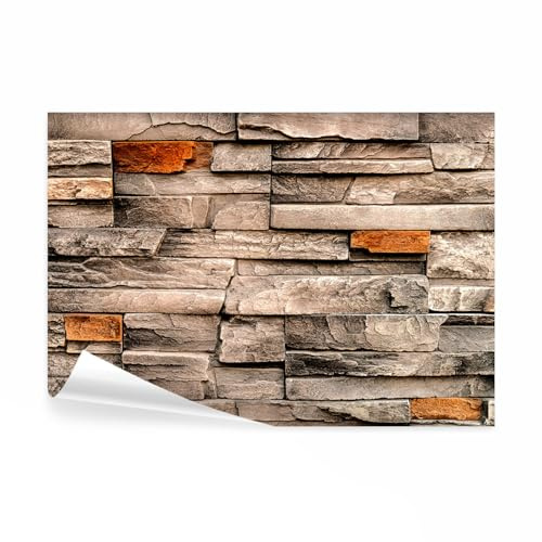 decomonkey Fototapete Steinwand Stein, 300x210 cm, XL, Steinoptik Mauer | Ziegel, Holz, braun, Tapete, Wandbild, Bild, Fototapeten, Tapeten, Wandtapete, Wandtapeten