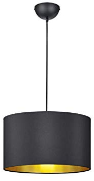 Pendelleuchte mit Stoffschirm Schwarz - innen Gold Ø 40cm