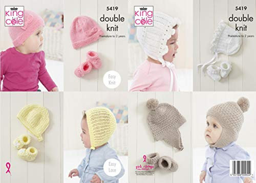 King Cole 5419 Strickmuster Baby Strickmütze und Stiefelsets in Comfort DK