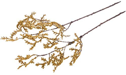 DPI künstlicher Deko-Zweig mit Glitter (2 Stück) (Gold)