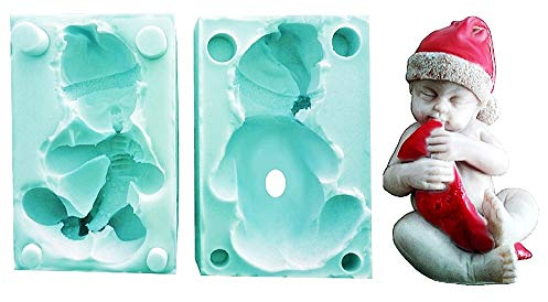 LoveLegis Molde de Silicona para bebés - bebé recién Nacido - Gorro de Santa Claus - - jabón - Resina - Yeso - Idea de Regalo de cumpleaños - moldes de Silicona - Molde Artesanal