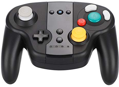 Palanca de Mando del Controlador, PC inalámbrico Controlador de Juegos con Controlador de Gamepad Bluetooth con Doble vibración y Botones Frontales, batería incorporada de 400 mA(Negro)