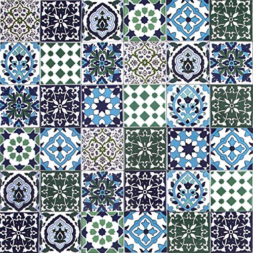 Cerames Orientalische Marokkanische Keramikfliesen Muhit - dekorative Mosaikfliesen für das Badezimmer, die Küche, unter Treppen, Terrasse | Tunesische farbige Keramikfliesen 10x10 cm