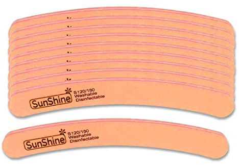 PROFICO 10 unidades de almohadillas de uñas profesionales curvadas 240/320 de doble cara, lima de uñas de esmeril, grano fino para uñas naturales, lima de uñas para manicura y pedicura (naranja)