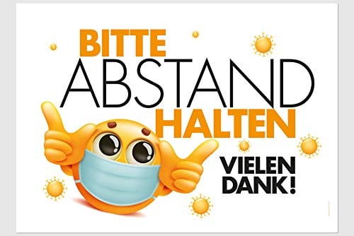 Aufkleber-Set Abstand halten, 5 Stück 30x20cm für Innen und außen