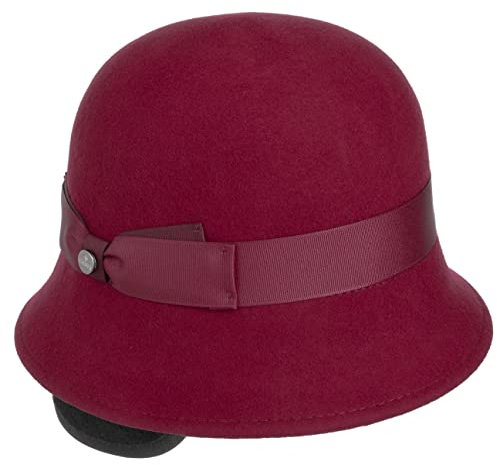 LIERYS Voltera Wollfilzhut Glockenform Damen Winter Made in Italy Herbst Bordeaux M (56-57 cm)