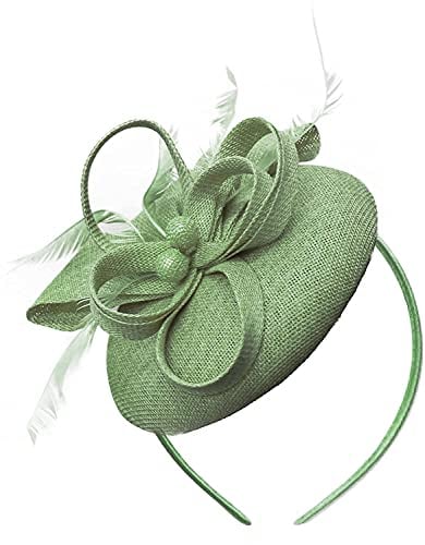 Caprilite Sinamay Haarreif mit Perlen, rund, für Damen, Hochzeit, Ascot Rennen, salbeigrün, Einheitsgröße
